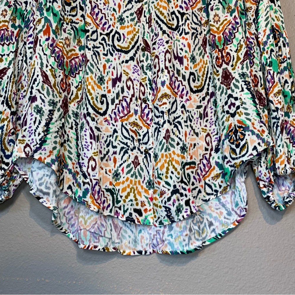 Zara Boho Artsy Whimsical Long Sleeve Top Small Maximalism Colorful Resort - Picture 3 of 13